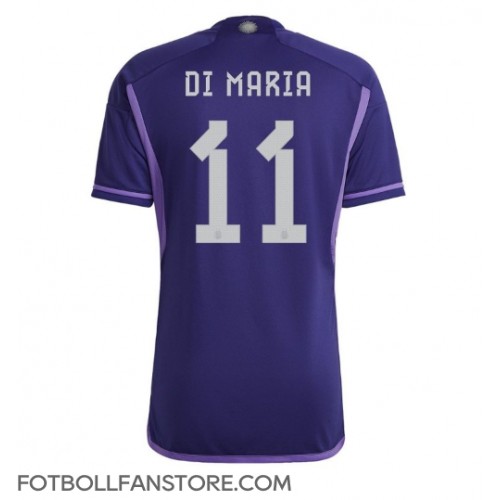Argentina Angel Di Maria #11 Borta matchtröja VM 2022 Kortärmad Billigt